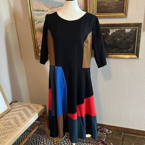Boden Black and Multicolor Midi Dress